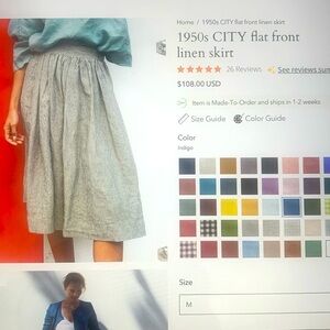 NotPerfectLinen 1950s city flat front skirt M new dusty rose